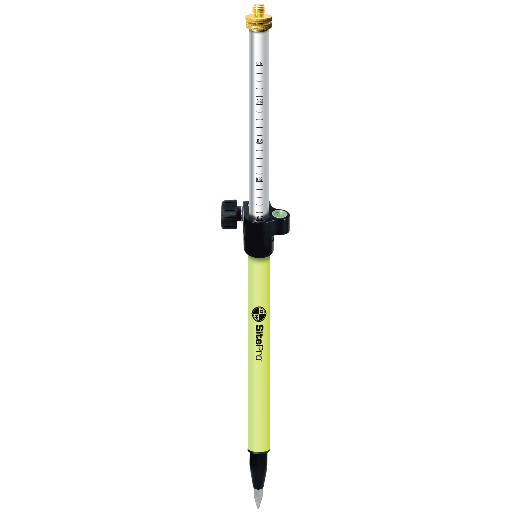 0.7m (2.3') Mini Prism Pole with Adjustable 5/8-11 Adapter, Flo-Yellow